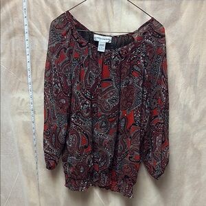 Cathy Daniels Black and Red Relaxed Pleated Blouse